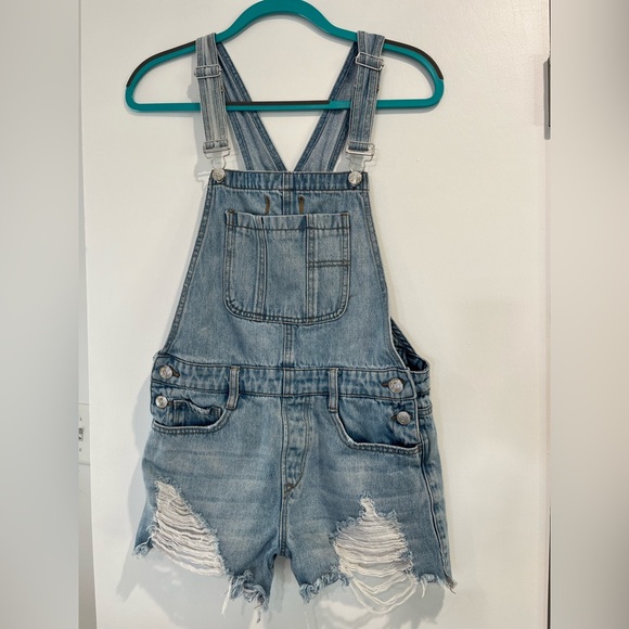 Insane Gene Jean Shorts Overalls Size Small - Picture 2 of 16